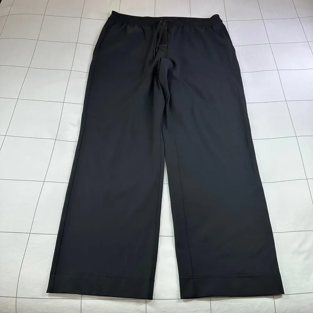 Lululemon Pants Women XL Black Luxtreme Mid Rise Straight Leg Trouser Drawstring